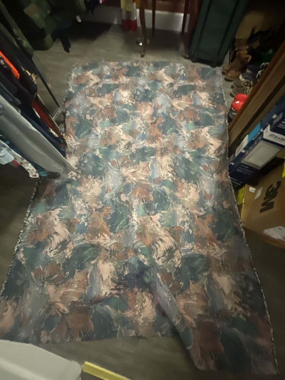 Vintage Abstract Floral Tapestry Fabric Piece